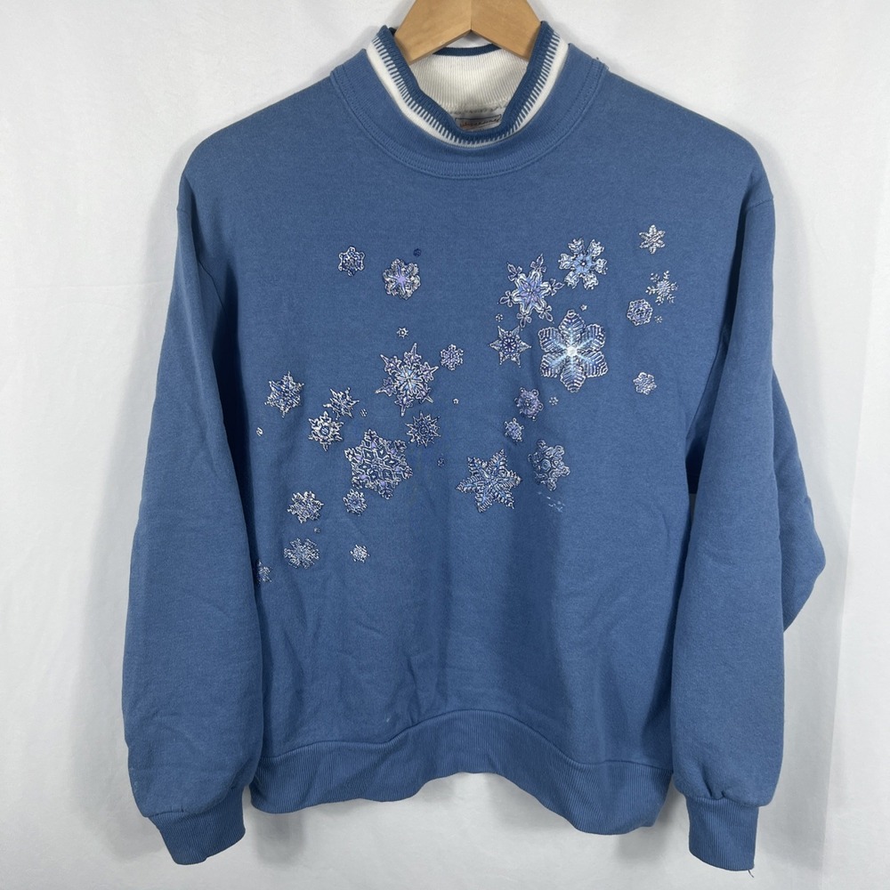Vintage‎ 90's Morning Sun Snowflake Sweater Women's Small Long Sleeve Granny